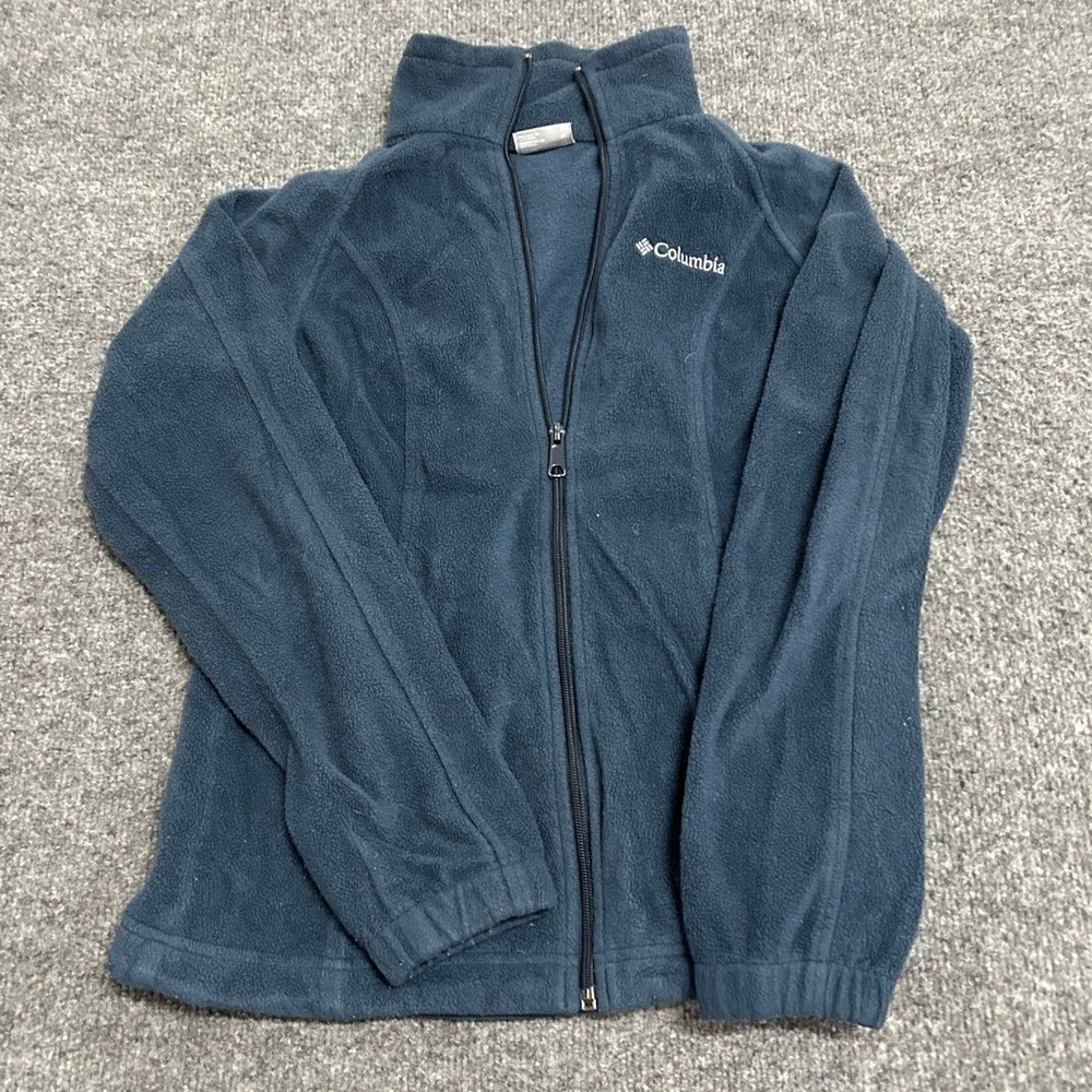 Columbia Fleece Jacket Womens Size XS Blue Full Zip Mock Neck Outdoor Soft Layer